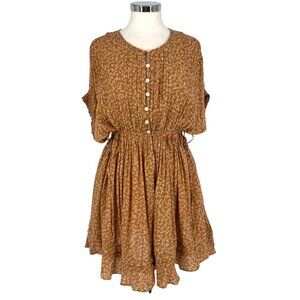 Free People One Fine Day Floral Mini Dress Chocolate Combo Size Small